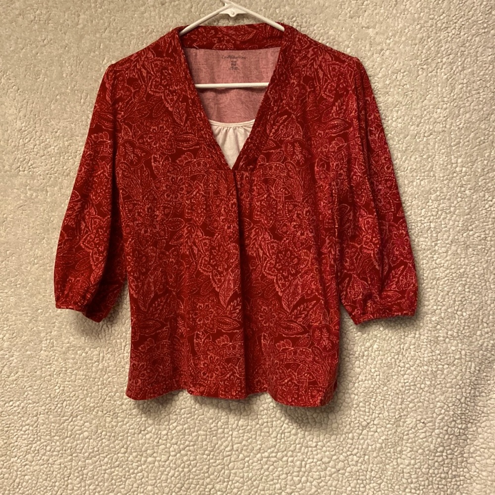 Red and white tee/blouse